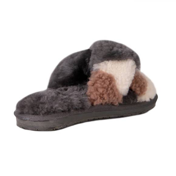 NEW CLOUD NINE ladies duo-tone emma sheepskin slipper in grey/brown - Picture 9 of 10